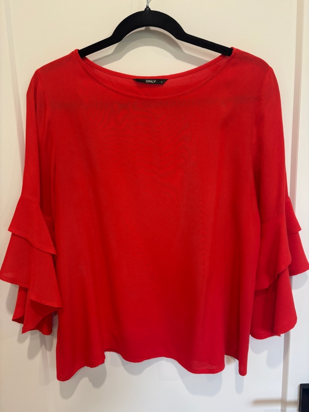 ONLY Red Layered Ruffle Sleeve Blouse